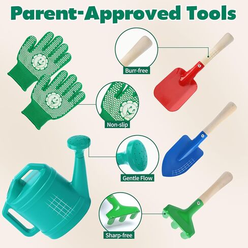 CUTE STONE Kids Gardening Tools Set - 9PCS Outdoor Toys for Toddlers with Wheelbarrow, Shovel, Rake & Watering Can - Durable Kids Gardening Kit for Backyard, Sandbox, Indoor & Outdoor Play Ages 3-5 in Kuwait