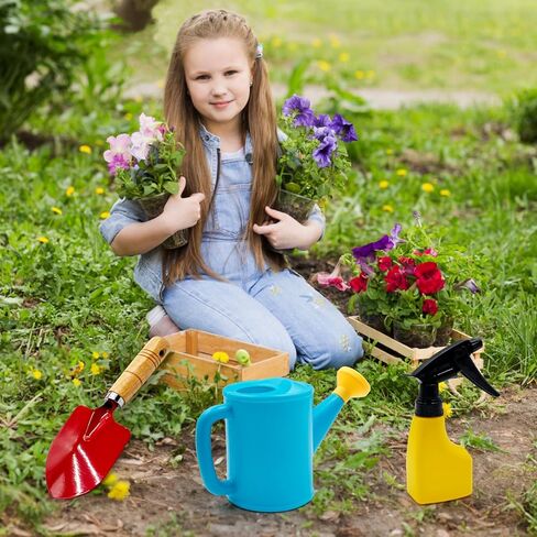Kids Gardening Tools Set Includes Toddler Gardening Gloves, Sturdy Tote Bag, Watering Can, Shovel, Rake, Trowel, Children Apron, Garden Notebook - Easter Gifts for Toddler in Kuwait