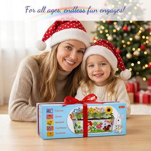 Large Paint & Plant Flower Growing Kit for Kids with 5 Flower Seeds, Gift Ideas Age 5 6 7 8-12 Years, Fun Kids Gardening Set, Birthday Crafts Gifts for Girls & Boys, Art Projects for Ages 5-12 Years in Kuwait