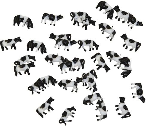 30 Pcs 1:150 N Scale Plastic Cows, Painted Farm Animal Figures for Model Train Scenes and Outdoor Landscape Displays in Kuwait