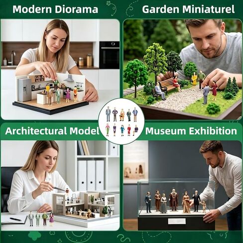 20 Pcs 1:25 Scale Mini People Figurines Tiny Painted Plastic Miniature People Sitting Standing Model Trains Architectural Figures for Miniature Scenes Diorama Village in Kuwait