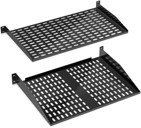 Pyle 19-Inch 2U 2 Pack Server Rack Shelves - Server Rack Mount Tray, Cantilever Mount, Wall Mount Rack, Computer Case Mounting Tray, Black - Pyle PLRSTN62U in Saudi Arabia