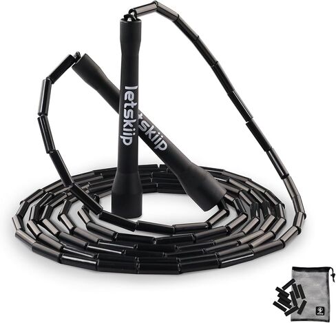 Beaded Jump Rope for Beginners and Adults, Adjustable Tangle-Free Segmented Fitness Rope with 10 Spare Beads & Bag for Workout, Cardio in Saudi Arabia