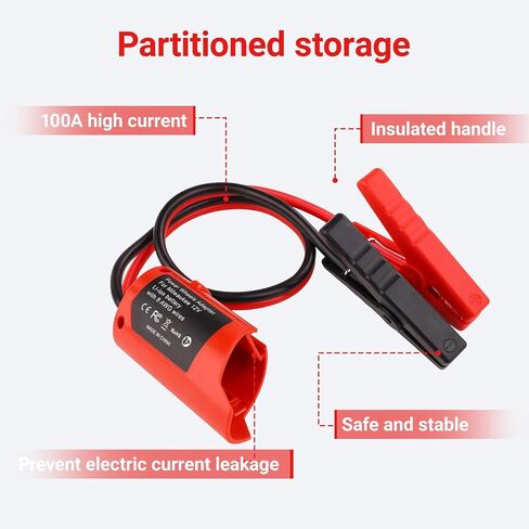 Jumper Cable Clamps for Car with Adapter Compatible with Mil-waukee M12 12V Batteries, Silicone wire 8AWG 2FT Alligator Clips Automotive, Fit for Cars Light Trucks Car Jump Starting Using Tool in Saudi Arabia