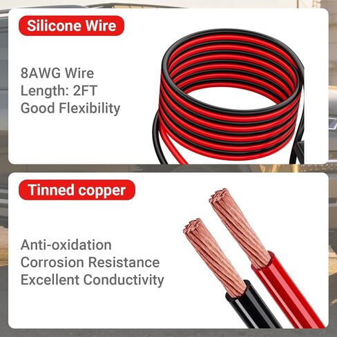 Jumper Cable Clamps for Car with Adapter Compatible with Mil-waukee M12 12V Batteries, Silicone wire 8AWG 2FT Alligator Clips Automotive, Fit for Cars Light Trucks Car Jump Starting Using Tool in Saudi Arabia
