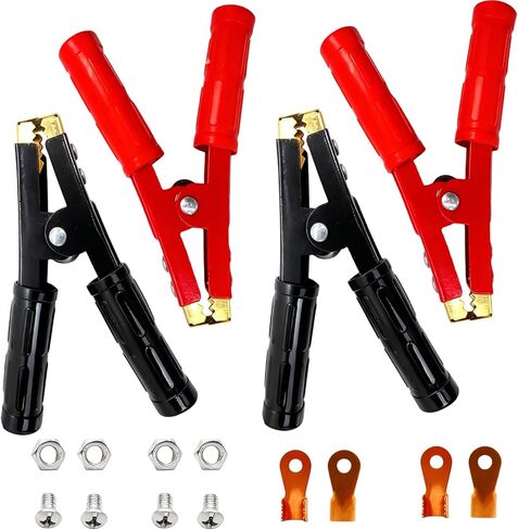 4PCS Heavy Duty Battery Jumper Cable Clamps, 1000A Pure Copper Alligator Clips Replacement for Car Battery Charger, Booster Cable Ends for Auto Vehicle Truck Boat, 12V-24V (2 Red & 2 Black) in Kuwait
