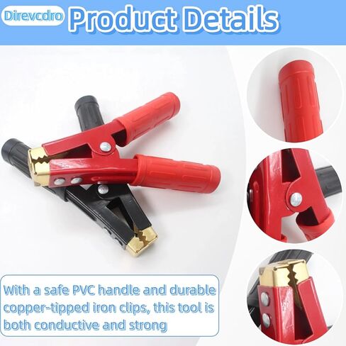 4PCS Heavy Duty Battery Jumper Cable Clamps, 1000A Pure Copper Alligator Clips Replacement for Car Battery Charger, Booster Cable Ends for Auto Vehicle Truck Boat, 12V-24V (2 Red & 2 Black) in Kuwait