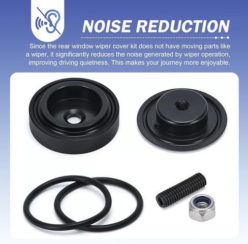 Car Wiper Plug, Rear Windshield Wiper Plug Cap Set, Aluminum Rear Window Grommet Delete Cap, Universal Block off Cover for Vehicle, SUV, RV (Black) in Kuwait