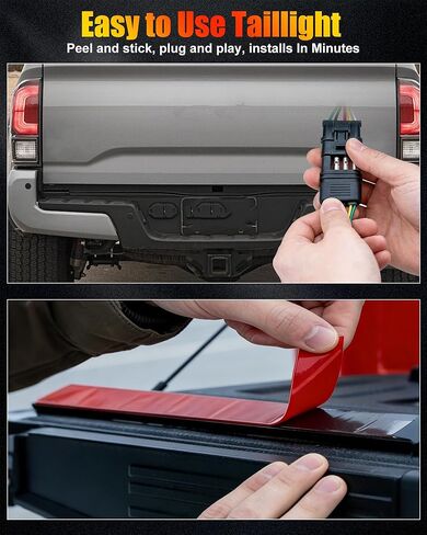 60 Inch LED Tailgate Light Bar Strip, Strobe Tail Light Strips LED Bar Brake Reverse Turn Signal LED Strips, Red & Amber Sequential Lighting, Waterproof Flexible Tailgate Lights for Trucks Pickup Van in Kuwait