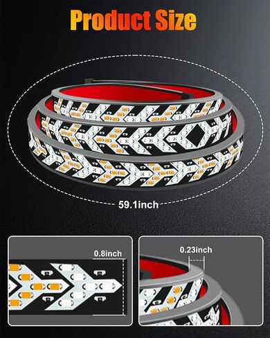 60 Inch LED Tailgate Light Bar Strip, Strobe Tail Light Strips LED Bar Brake Reverse Turn Signal LED Strips, Red & Amber Sequential Lighting, Waterproof Flexible Tailgate Lights for Trucks Pickup Van in Kuwait