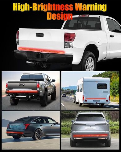 60 Inch LED Tailgate Light Bar Strip, Strobe Tail Light Strips LED Bar Brake Reverse Turn Signal LED Strips, Red & Amber Sequential Lighting, Waterproof Flexible Tailgate Lights for Trucks Pickup Van in Kuwait