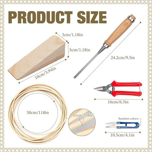 15 Pcs Rattan Repair Kits - Rattan Caning Material for Chairs and Cabinets, Woven Open Mesh Wicker Repair Kit for DIY Home Projects and Furniture in Kuwait