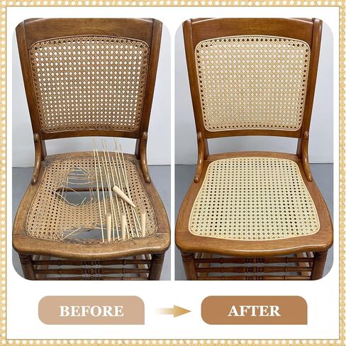 Sieral Rattan Repair Kit Includes 1 PC 1/10inch x 270ft Flat Cane Webbing Roll, 4/25 Inch x 7.8ft Spline, Caning Chisel and 12 Pcs Wooden Pegs for Chair, Cabinet & Wicker Furniture Restoration in Kuwait