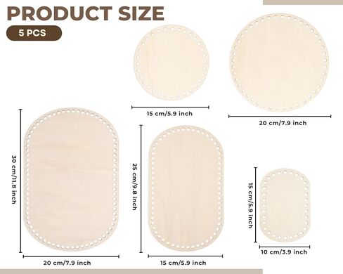 DS. DISTINCTIVE STYLE 5Pcs Wooden Basket Bottom for Crochet, Wood Base for Basket Weaving Supplies Knitting Craft in Kuwait