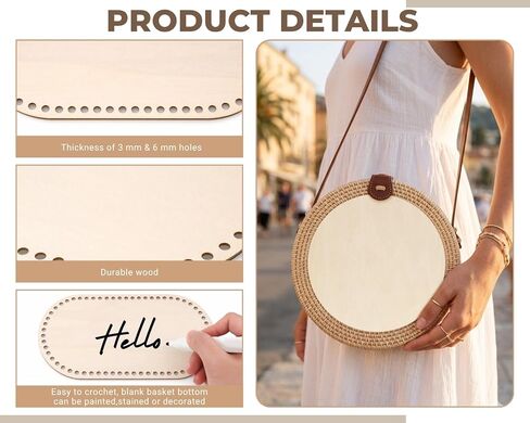 DS. DISTINCTIVE STYLE 5Pcs Wooden Basket Bottom for Crochet, Wood Base for Basket Weaving Supplies Knitting Craft in Kuwait