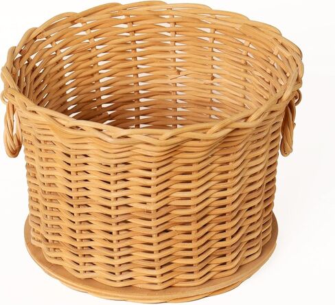 PEDDIG SHOP Two-Handle Storage Basket Weaving Kit – DIY Natural Rattan Craft Set with Pre-Drilled Wooden Base – Illustrated Instructions in English and Spanish – Practical Home Décor Organizer in Saudi Arabia