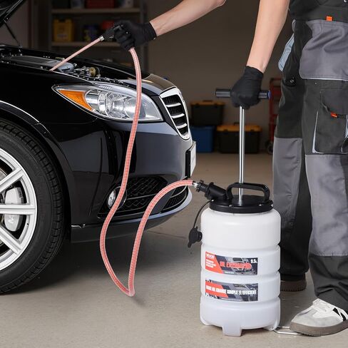 VEVOR Fluid Extractor, 9.5 L Capacity, Manual Vacuum Oil Extractor Pump with 59 in Long Horse & Three 47 in Extension Tubes, Oil Change Pump with HDPE Tank for Cars, Lawn Mowers, Boats, Motorcycles in Kuwait
