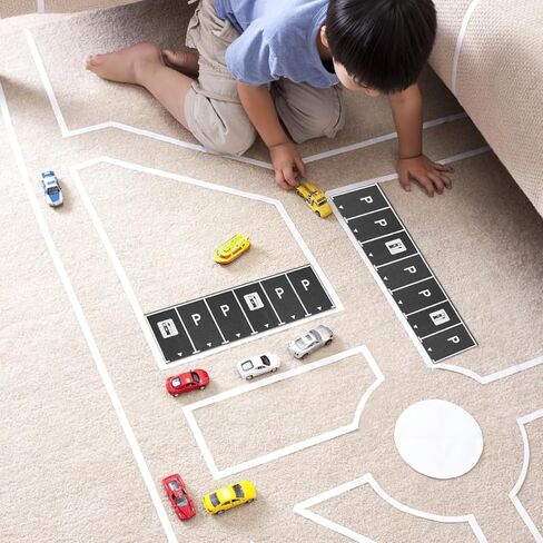 jojofuny Miniature Parking Lot Tape 1 Roll Adhesive Parking Space Tape for Kids DIY Micro Lot Design Prop Includes Traffic Signs and Road Markings Enhances Creativity and Family Interaction in Kuwait