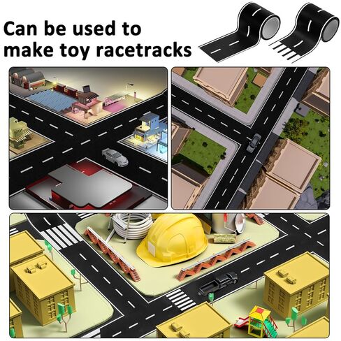 2 Pack Roadway Tape, Black Road Track Tape, 32.8 Ft Long x 2 In Wide Toy Car Track Roadway Finish Line Tapes, No Residue Easy to Tear Table Runner Road Sticker for Race Car Birthday Party Decorations in Kuwait