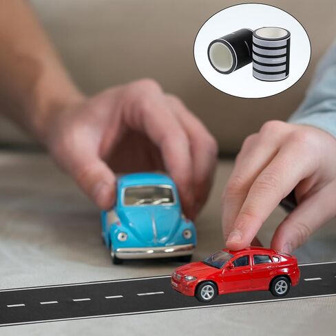 2 Pack Roadway Tape, Black Road Track Tape, 32.8 Ft Long x 2 In Wide Toy Car Track Roadway Finish Line Tapes, No Residue Easy to Tear Table Runner Road Sticker for Race Car Birthday Party Decorations in Kuwait