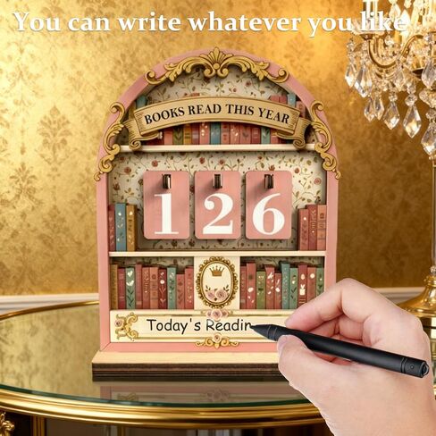 Books Read This Year Counter Wooden Book Tracker Sign with Number Tiles, Bookshelf Reading Progress Counter Decor, Book Lover Gift for Reader Librarian Teacher Book Club in Kuwait