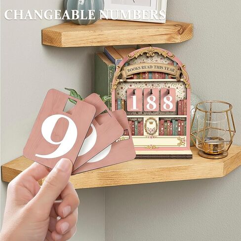 Books Read This Year Counter Wooden Book Tracker Sign with Number Tiles, Bookshelf Reading Progress Counter Decor, Book Lover Gift for Reader Librarian Teacher Book Club in Kuwait