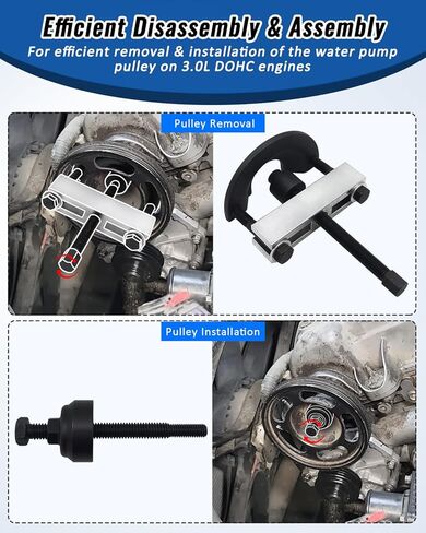 مجموعة أدوات بكرة مضخة المياه 3.0 لتر متوافقة مع محرك Ford Escape Fusion Mercury Sable 3.0L DOHC، مجموعة خدمة تركيب مزيل مضخة المياه 8069 7483A in Kuwait