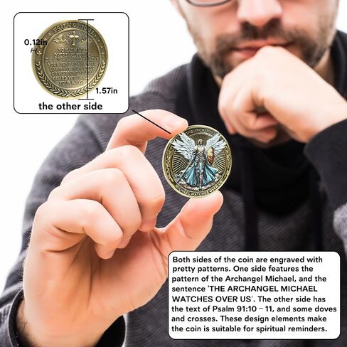 The Archangel Michael Watches Over Us Psalm 91:10-11 Christian Challenge Coin, Inspirational Religious Catholic Gifts for Men, Confirmation Gifts for Him Son Friends Husband in Kuwait