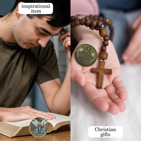 The Archangel Michael Watches Over Us Psalm 91:10-11 Christian Challenge Coin, Inspirational Religious Catholic Gifts for Men, Confirmation Gifts for Him Son Friends Husband in Kuwait