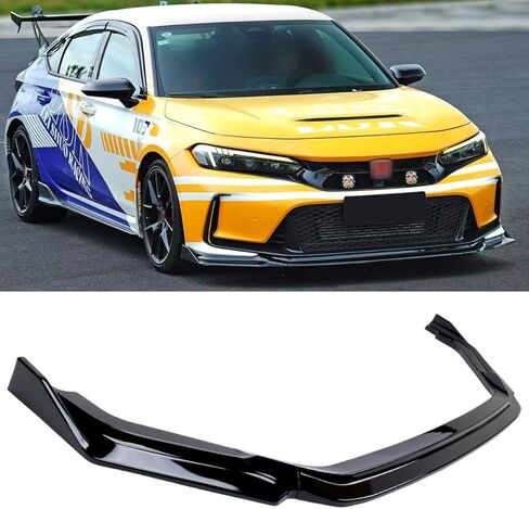 الشفة الأمامية متوافقة مع 2023-2026 Honda Civic Type-R FL5، JDM Style Air Dam أسفل الذقن ممتص الصدمات المفسد مجموعة حماية الجسم مناسبة لـ 2023 2024 2025 2026 (أسود لامع) in Kuwait