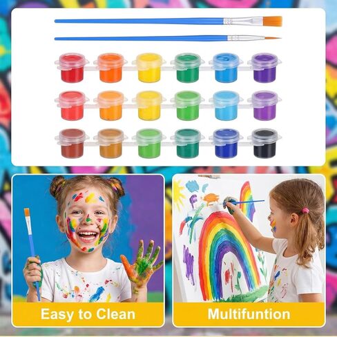 Nogeqi 6 Strips 36 Pots Paint Containers with Lids, Empty Paint Pots, Mini Painting Containers with 20 Pieces Painting Brushes, Arts Crafts Supplies for Classrooms Schools Painting Art 5 Ml/0.17 O in Kuwait