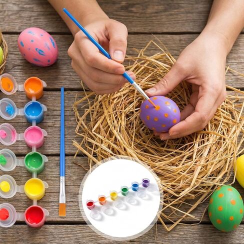 Nogeqi 6 Strips 36 Pots Paint Containers with Lids, Empty Paint Pots, Mini Painting Containers with 20 Pieces Painting Brushes, Arts Crafts Supplies for Classrooms Schools Painting Art 5 Ml/0.17 O in Kuwait
