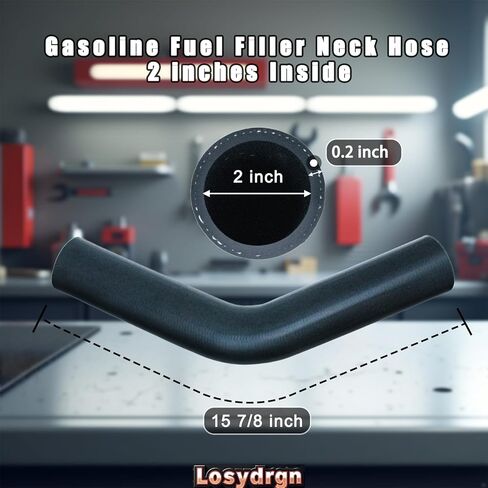 Gasoline Fuel Filler Neck Hose 2 inches Inside 45 degree Reinforced Gas tank (2" ID 15 7/8" Long) with 4 Hose Clamps（1 Pack) in Saudi Arabia