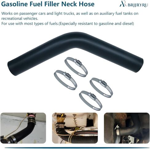 2" Gasoline Fuel Filler Neck Hose with 4 Clamps - 15 7/8" Length Gas Tank Hose Replacement (45 Degree) in Kuwait