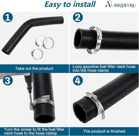 2" Gasoline Fuel Filler Neck Hose with 4 Clamps - 15 7/8" Length Gas Tank Hose Replacement (45 Degree) in Kuwait