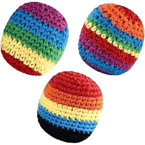 3Pcs Hacky Handmade Knitted Footbag, Assorted Footbag Crochet Hacky Balls for Adults, Soft Pellet Filled Sack for Hacky Skill Training, Random Color and Style Sent,Ready to Use Hacky Sacks in Kuwait