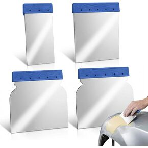 4pcs Metal Body Filler Spreader,Bondo Spreader Tools,Metal Putty Knife,Spackle Knife,4 Sizes,Putty Knife Set,Flexible Reusable Automotive Scraper Repair Tool For Applying Glaze,Plaster,Cement,Paint in Kuwait