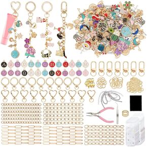 432Pcs Charms Lip Gloss Keychain Making Kit, DIY Craft Supplies with 25 Keychains Clips 25 Extender Chain 175 Charm Jewelry Plier, DIY Keychains Kit, for Keychain Making Supplies DIY Crafts (432Pcs) in Saudi Arabia