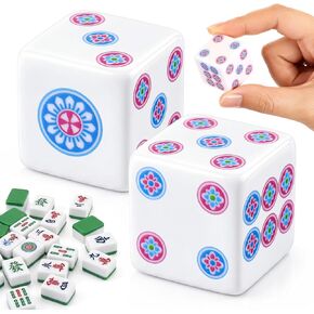 2 Pcs Mahjong Dice Acrylic Dice 25mm Mahjong Sieve Accessories Square W/Rounded Edge Casino Theme Party for Casino, Craps, Table Games and Board Games(White Blue Rose Red) in Saudi Arabia