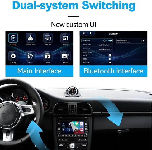جهاز فك التشفير اللاسلكي CarPlay Android Auto التحديثي لنظام Porsche PCM3.0 كايين باناميرا ماكان 911 Boxster 2009-2012 Wireless CarPlay OEM ترقية التحكم في التوجيه بمرآة WZPO-0 in Kuwait