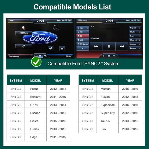 Wireless Carplay/Android Auto Car Modification Module for Ford Sync2 Focus Explorer Fiesta C-Max Edge F-150 Fusion Fiesta Transit Support Mirrorlink and OEM Car Functions in Kuwait