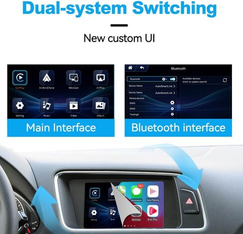 جهاز فك الترميز اللاسلكي Carplay Android Auto التحديثي لأودي 2010-16 A4L/A5/Q5 MMI & 2010-11 A6/A7/A8/Q7 c6Wireless CarPlay OEM ترقية دعم مرآة وصلة الكاميرا USB التحكم في عجلة القيادة WZAU-5 in Kuwait