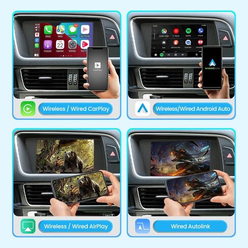جهاز فك الترميز اللاسلكي Carplay Android Auto التحديثي لأودي 2010-16 A4L/A5/Q5 MMI & 2010-11 A6/A7/A8/Q7 c6Wireless CarPlay OEM ترقية دعم مرآة وصلة الكاميرا USB التحكم في عجلة القيادة WZAU-5 in Kuwait