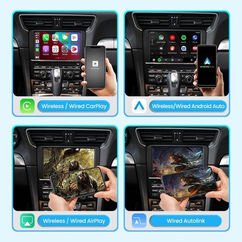 Wireless CarPlay Android Auto Retrofit Kit for Porsche, Fits 2009-2012 Cayenne Panamera Macan 911 Boxster, OEM Upgrade, Mirror Link, Camera, Steering Wheel Control, CDR3.1 System, WZPO-3 in Kuwait