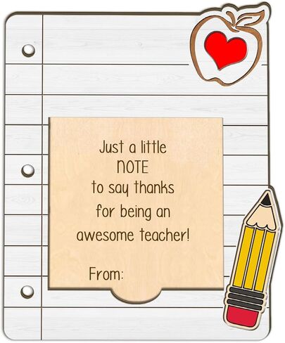 Personalized Teacher Sticky Note Holder, Custom Name Apple Pencil Self-Stick Note Pad Holders and Vinyl Letters Stickers Alphabet Sheet, Thank You Appreciation Keepsake Gifts for Teacher from Student in Kuwait