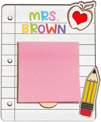 Personalized Teacher Sticky Note Holder, Custom Name Apple Pencil Self-Stick Note Pad Holders and Vinyl Letters Stickers Alphabet Sheet, Thank You Appreciation Keepsake Gifts for Teacher from Student in Kuwait