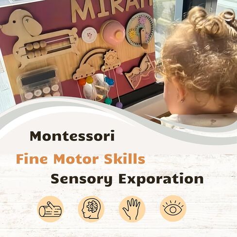 Montessori Wooden Colorful Busy Board DIY Hand Crank Gear Accessory -Toys for Toddler's Early Education- Sensory Board Materials for Kids-Activity Fidget Parts for Fine Mortor Skills in Kuwait
