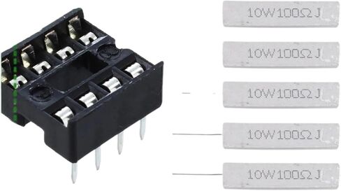 ABIK-5 قطعة 10 واط واط 100 أوم 5% مقاومات أسمنتية سلكية محورية و 10 قطعة 8 دبوس DIP IC مآخذ محول اللحيم نوع المقبس in Kuwait