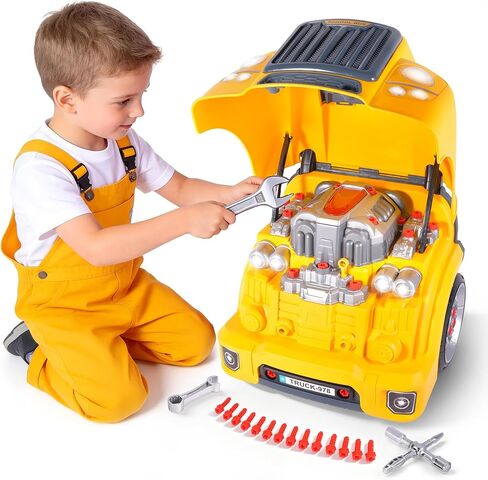 Interactive Truck Engine Toy with Removable Parts - Lights, Sounds，Ages3-5 in Saudi Arabia
