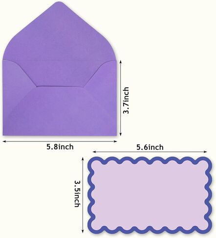 Whaline 60Pcs Flat Blank Notes with Envelopes Scalloped Stationery Set 4 Colors Non Folding Double-Sided Note Cards Blank Index Cards for Baby Shower Birthday Wedding, 5.6 x 3.5 Inch in Kuwait
